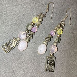 Silver and Pastel Beaded Earrings